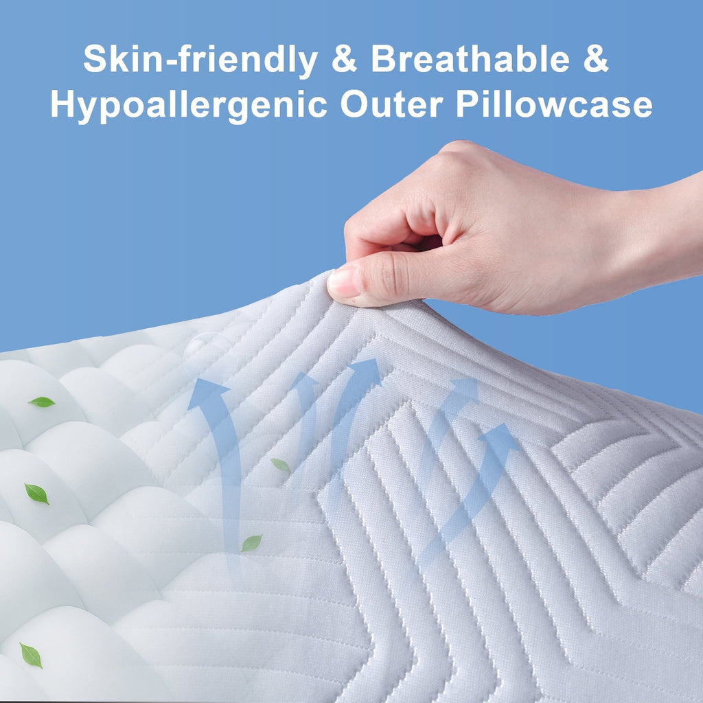 Hotel Collection Soft Bed Pillow, Shredded Memory Foam Pillow, Comfortable Sleeping Pillow, Standard Size, Affordable Everyday Use - Orthopedic Shredded Foam Bed Pillow Set Detail