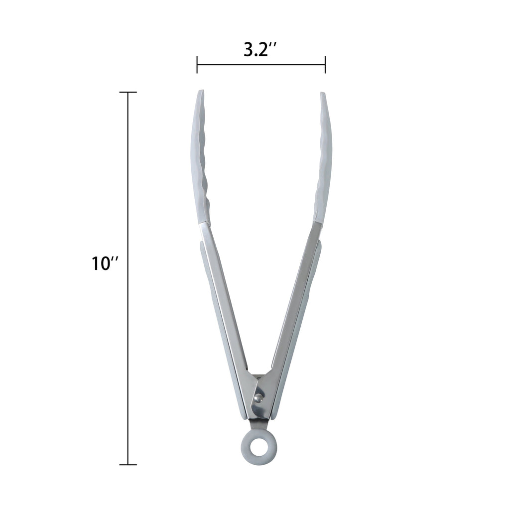 Durable Steel 9" Stainless Steel and Silicone Locking Tongs, Soft Grip Handle, Grey Flannel - Multi-Purpose Hand Tool for Daily Meal Prep Detail