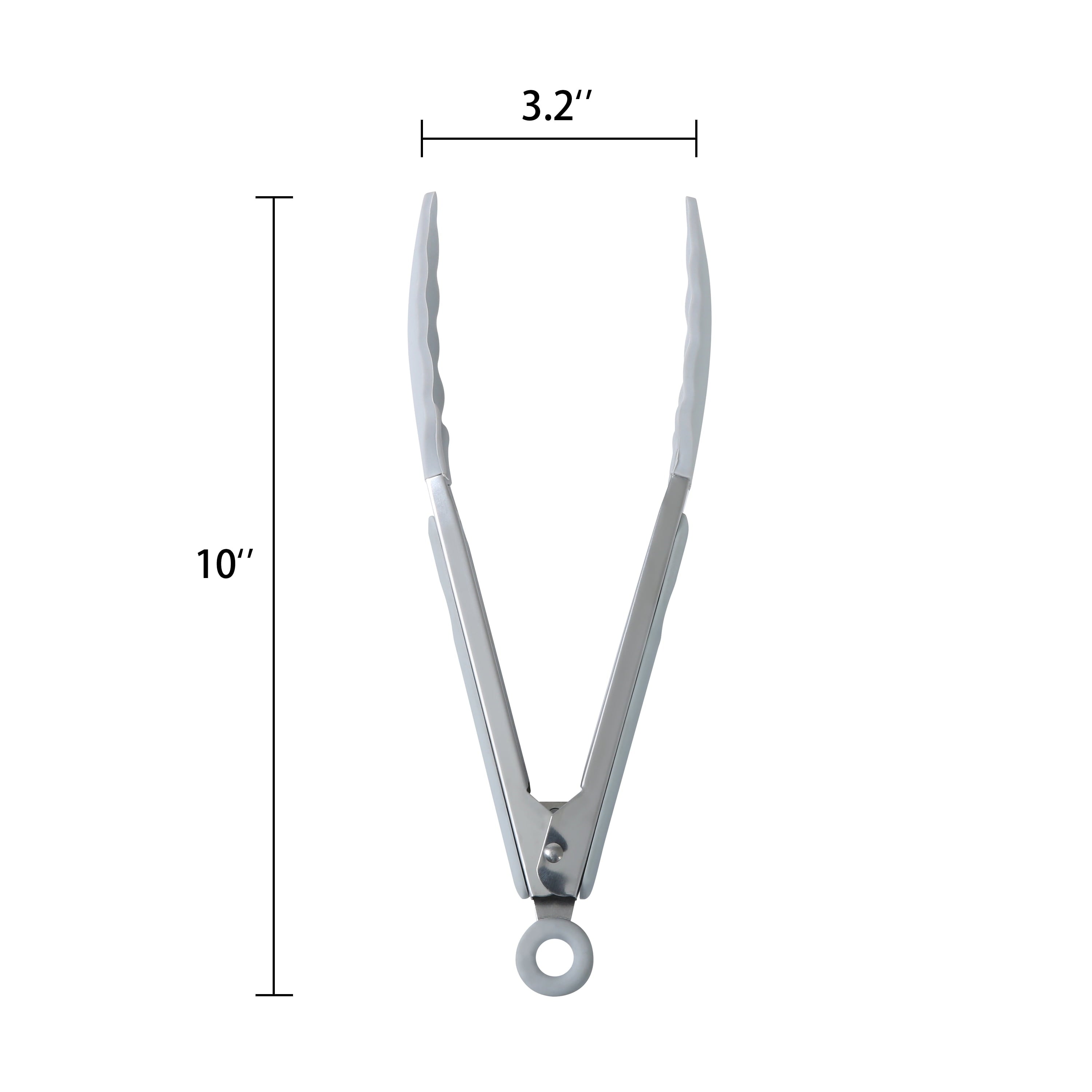 Durable Steel 9" Stainless Steel and Silicone Locking Tongs, Soft Grip Handle, Grey Flannel - Multi-Purpose Hand Tool for Daily Meal Prep Detail