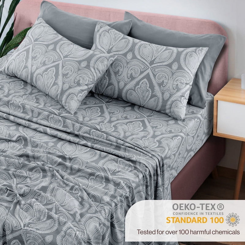 Premium Egyptian Cotton 6-Piece Bed Sheet Set, Deep Pocket Queen Sheets Up to 16 Inch, 1 Flat Sheet , 1 Fitted Sheet & 4 Pillowcases (Queen, ... - Cooling Hotel Quality Bedding Sheets and Pillowcases Detail