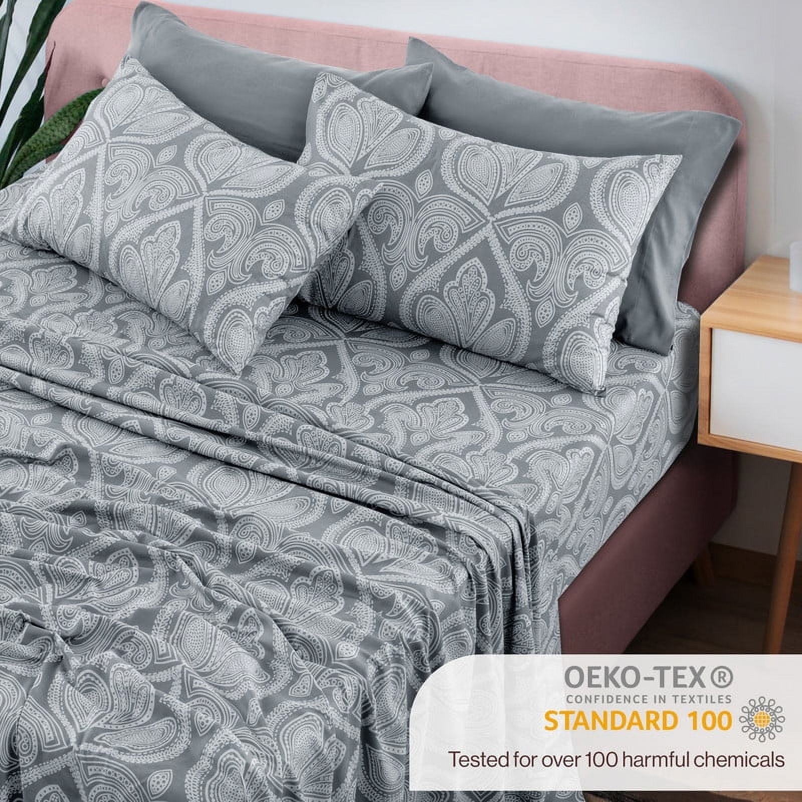 Premium Egyptian Cotton 6-Piece Bed Sheet Set, Deep Pocket Queen Sheets Up to 16 Inch, 1 Flat Sheet , 1 Fitted Sheet & 4 Pillowcases (Queen, ... - Cooling Hotel Quality Bedding Sheets and Pillowcases Detail