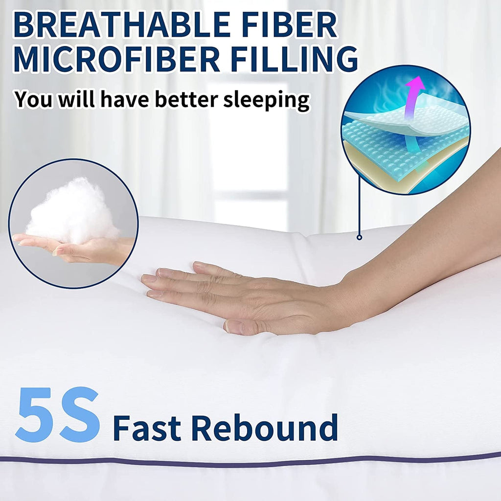 Hotel Collection Bed Pillows for Sleeping Queen Size 20" x 30" Hypoallergenic Pillow for Side and Back Sleeper Soft Supportive Hotel C... - Decorative Throw Pillow Cushion for Sofa & Bed Detail