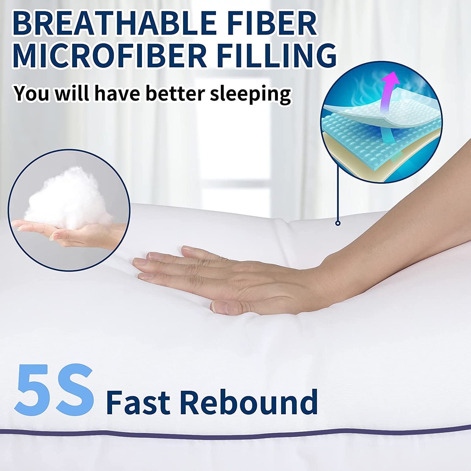 Hotel Collection Bed Pillows for Sleeping Queen Size 20" x 30" Hypoallergenic Pillow for Side and Back Sleeper Soft Supportive Hotel C... - Decorative Throw Pillow Cushion for Sofa & Bed Detail