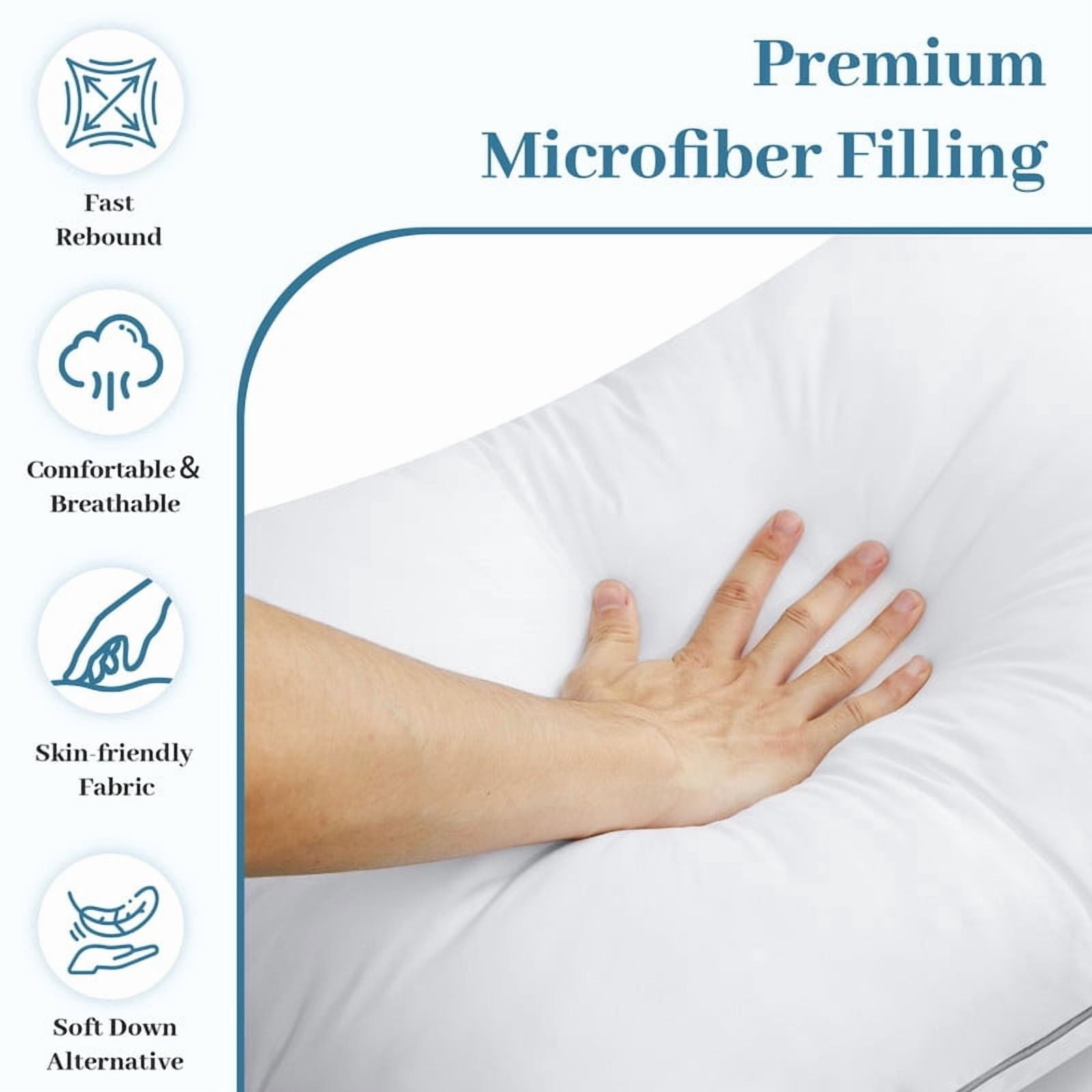 Decorative Plump Pillows Queen Size Set of 2, Bed Pillows for Side, Back and Stomach Sleepers, Super Soft Down Alternative Filling, Lu... - Orthopedic Shredded Foam Bed Pillow Set Detail