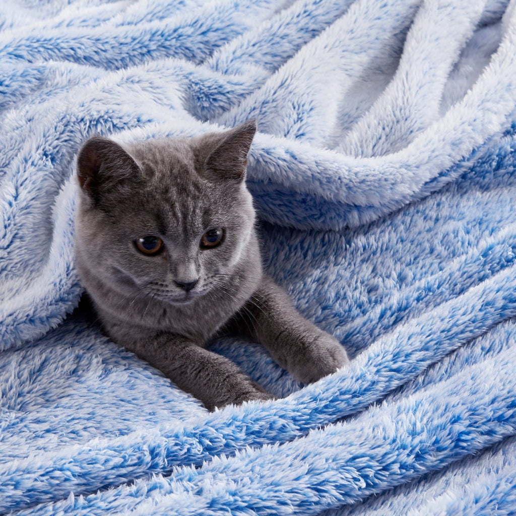Decorative Knitted Plush Fuzzy Large Fleece Throw Blanket (50" x 70", Mixed Cobalt Blue)- Soft, Warm and Lightweight - Super Soft Reversible Sherpa Flannel Blanket Detail