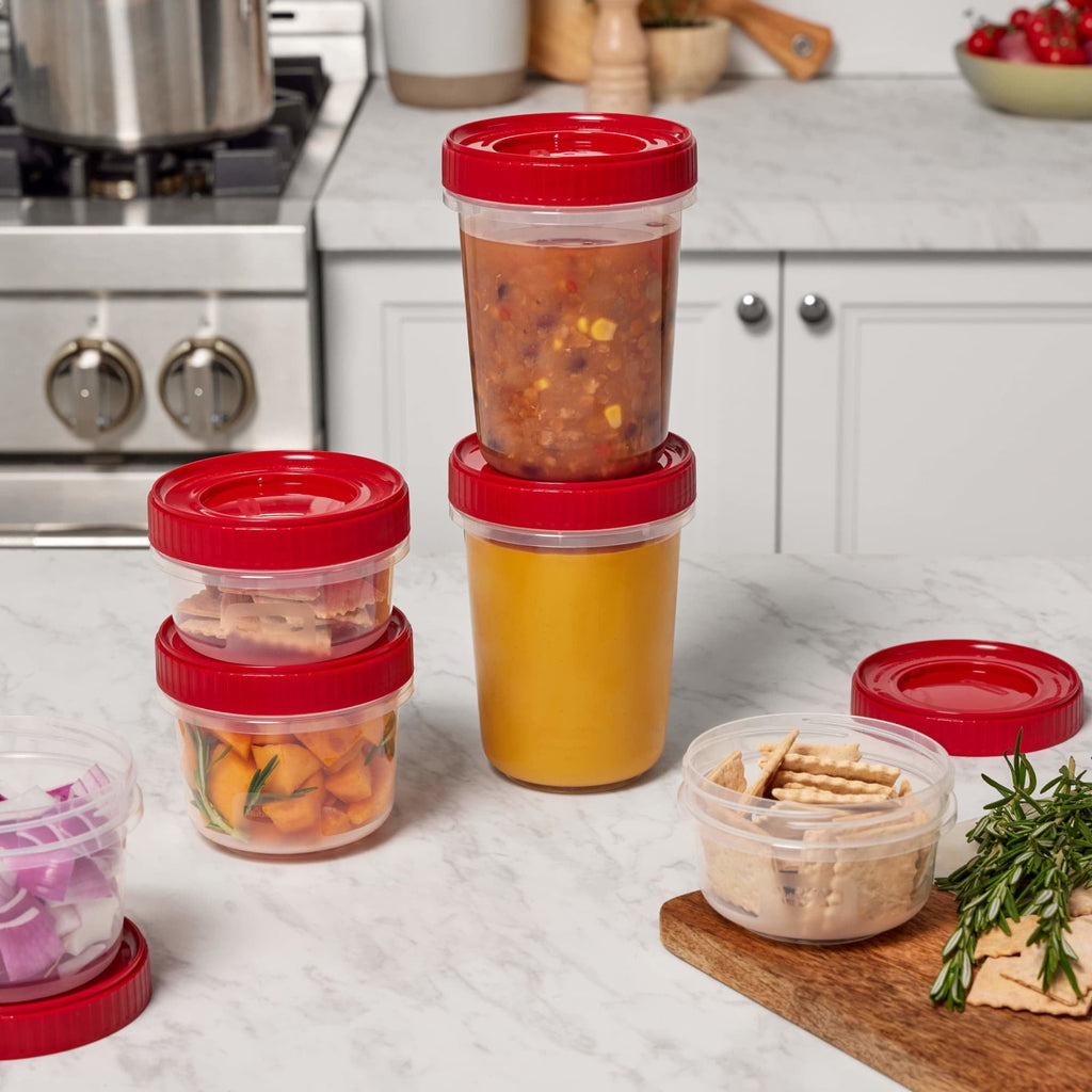 Playful Geometric 12 Piece Food Storage Set, Red - Deliciously Soft Cupcake Sensory Glob Detail