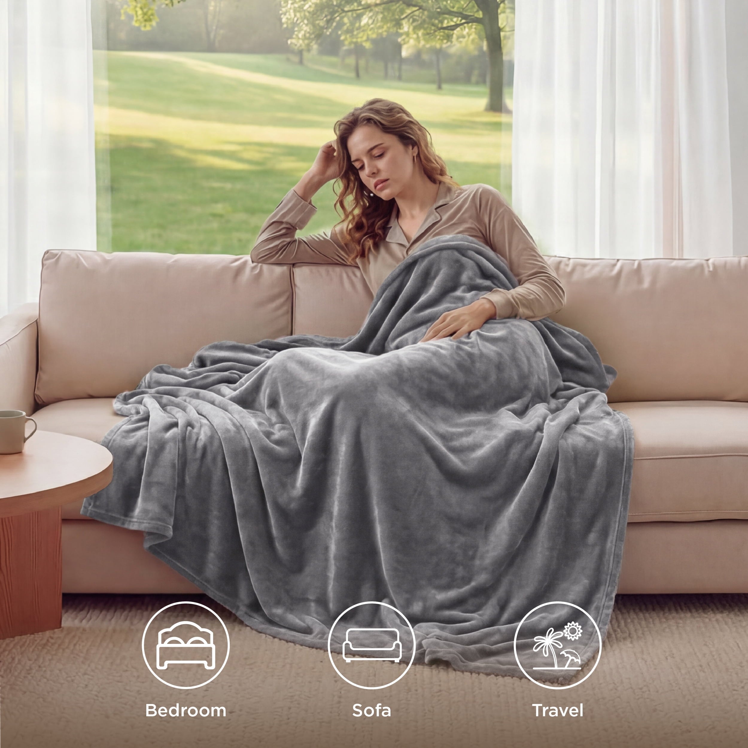 Decorative Knitted Fleece Throw Blanket for Couch Grey, Lightweight Plush Fuzzy Cozy Soft Blankets and Throws for Sofa, 50x60 inches - Lightweight Plush Warm Blanket for All Seasons Detail