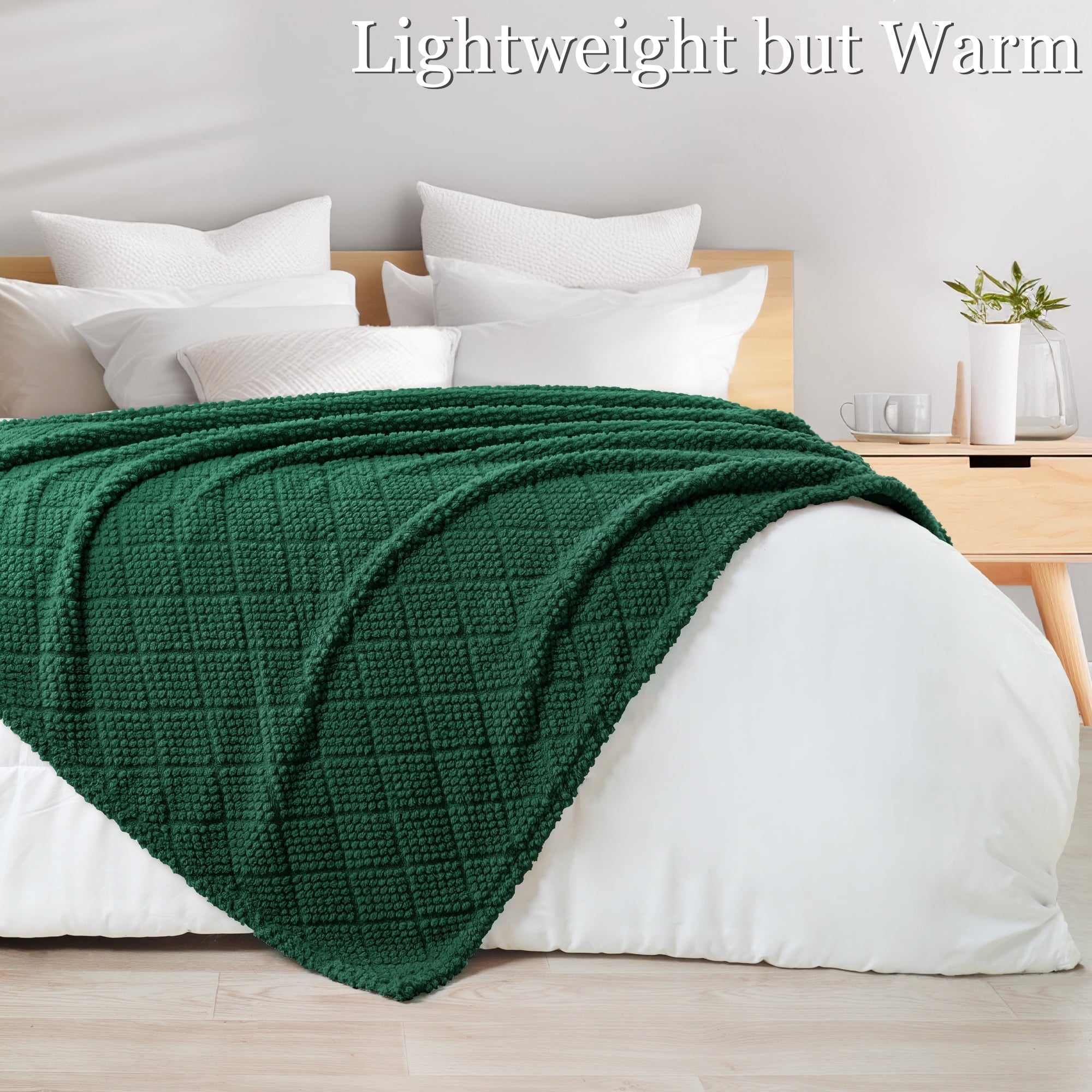 Lightweight Warm Fuzzy Fleece Throw Blanket for Couch, Bed, Soft Fluffy Jacquard Waffle Blankets for All Season, Lightweight and Warm,... - Cozy Fleece Throw Blanket for Couch & Bed Detail