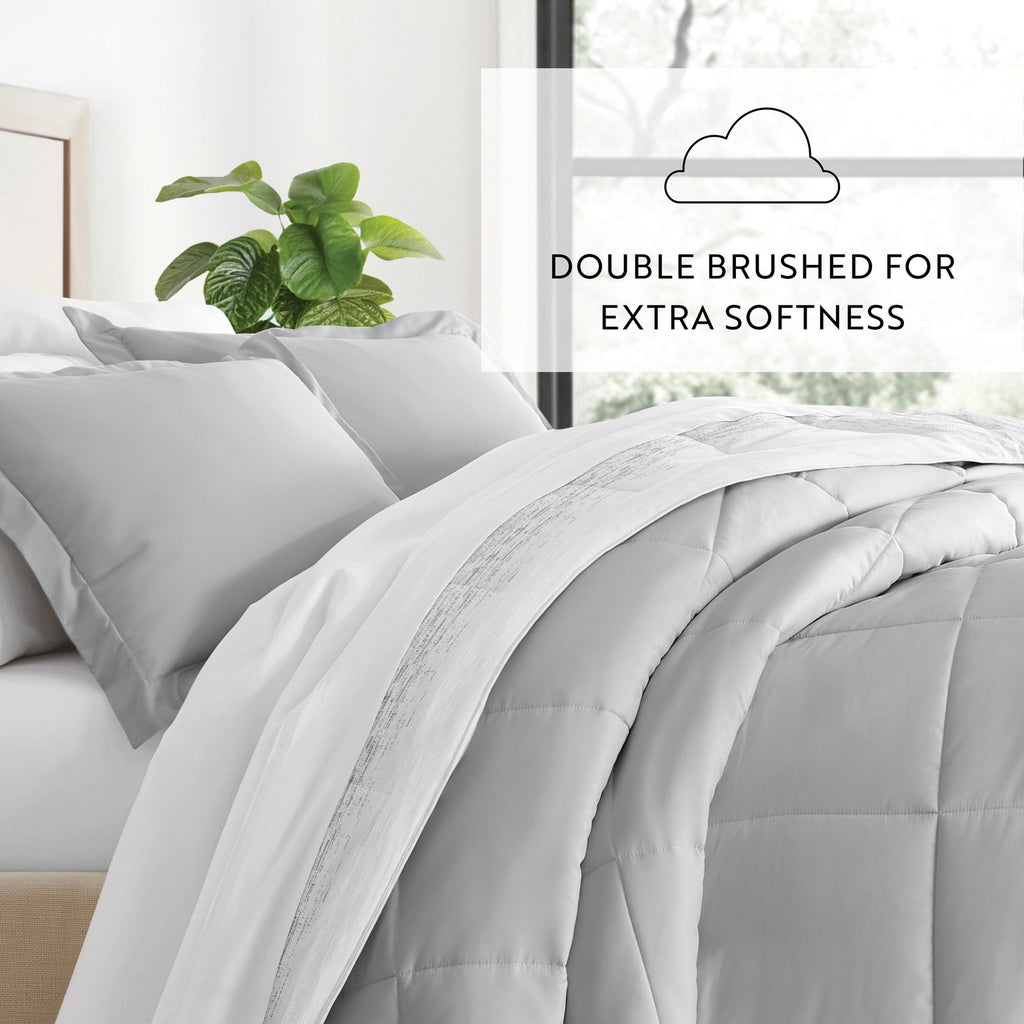 Heavyweight Warmth All Season Ultra Soft Comforter Set Lightweight Bedding in Gray/Black Ombre for Full/Queen Size - Cloud-Like Soft Lightweight Bed Comforter Detail