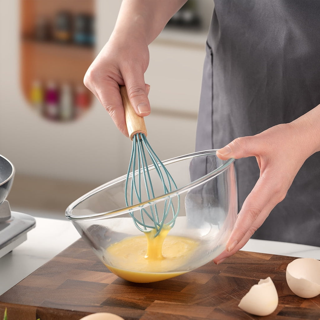 Heat-Resistant Small Silicone Cooking Utensils with Holder Set (12Pack), Aqua Kitchen Tools with Wooden Handle for Nonstick... - Premium Stainless Steel Cooking Utensil for Non-Stick Pots Detail