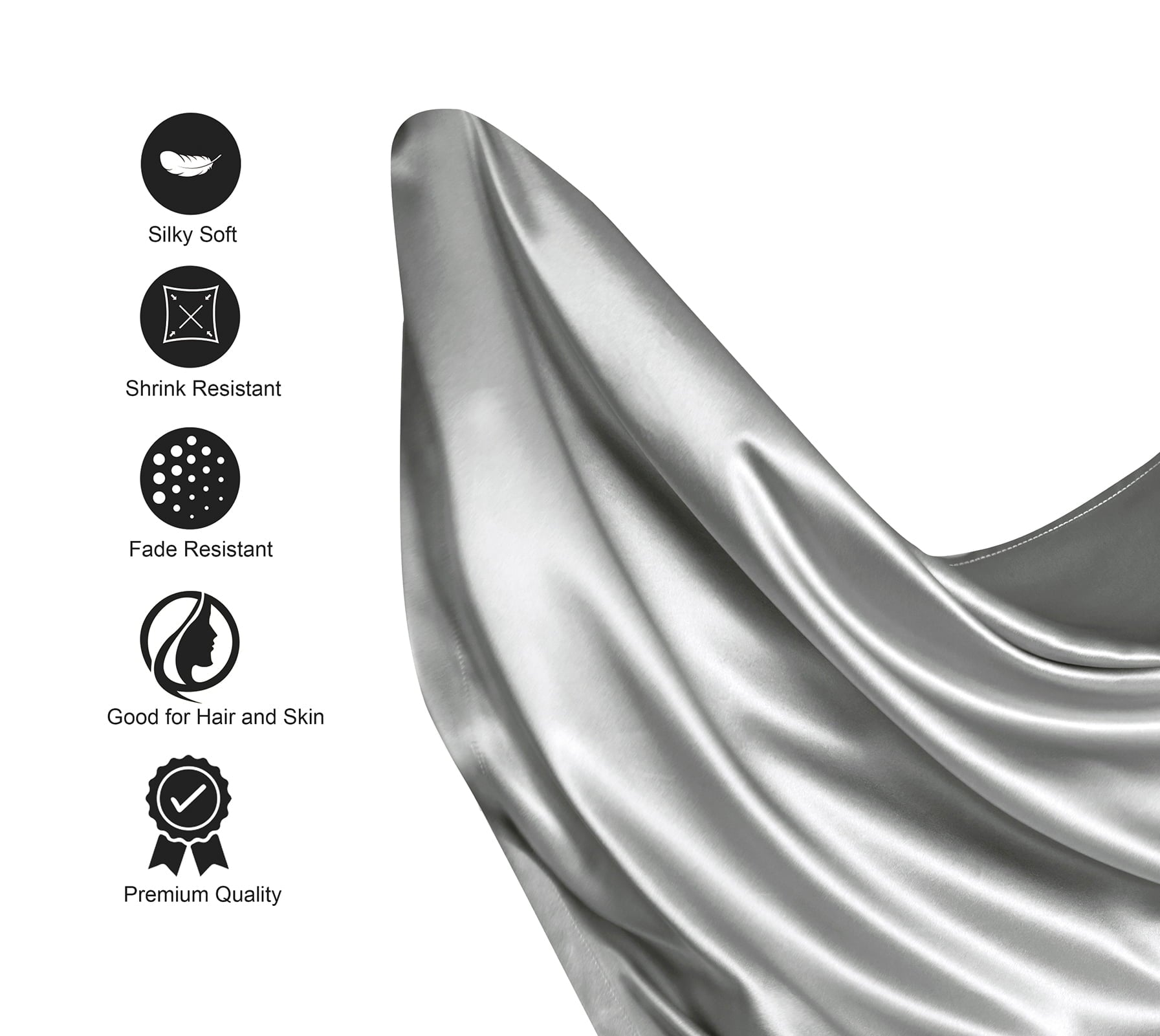 Premium Egyptian Cotton Luxury Satin Sheets Set Full Size Light Gray, 4-Piece Bedding Sets with Deep Pockets - Soft and Smooth Satin Bed Shee... - Cooling Hotel Quality Bedding Sheets and Pillowcases Detail