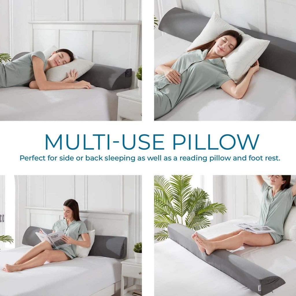 Orthopedic Support Bed Wedge Pillow for Headboard, Mattress Gap Filler Headboard Pillow, Queen Size - Orthopedic Shredded Foam Bed Pillow Set Detail