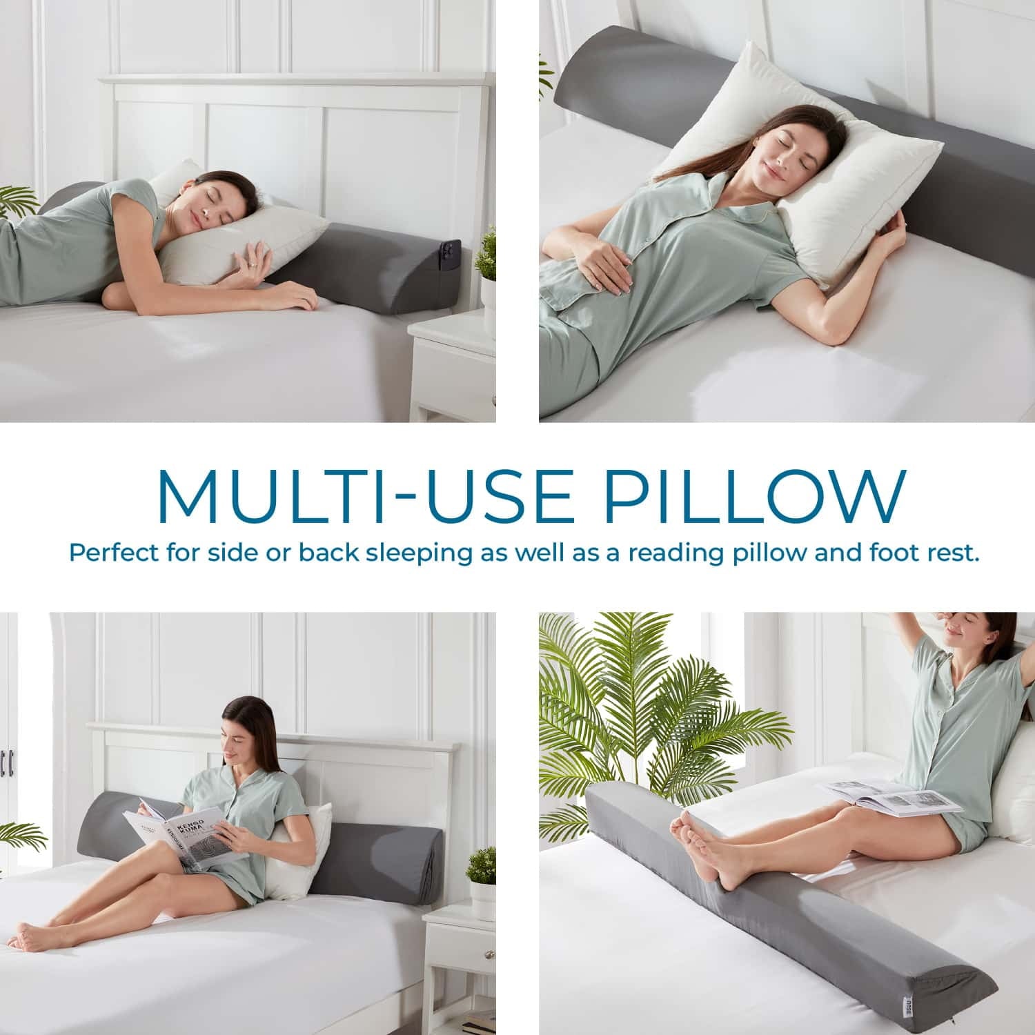 Orthopedic Support Bed Wedge Pillow for Headboard, Mattress Gap Filler Headboard Pillow, Queen Size - Orthopedic Shredded Foam Bed Pillow Set Detail
