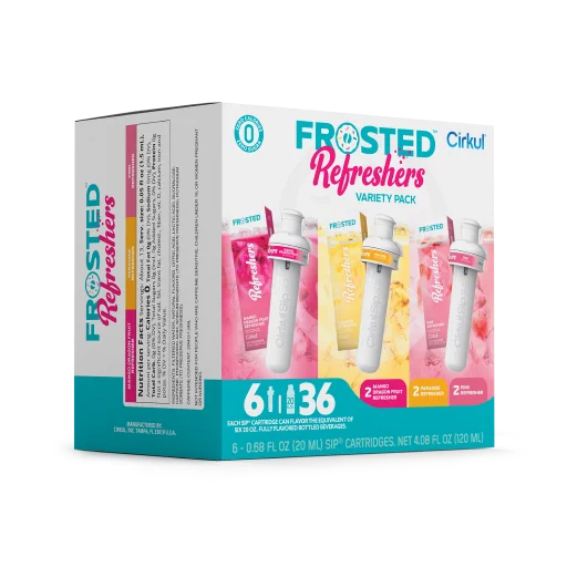 Zero-Calorie Frosted Refreshers 6-Pack Variety Pack 1367 - Electrolyte Hydration Enhanced Taste Cartridges Detail