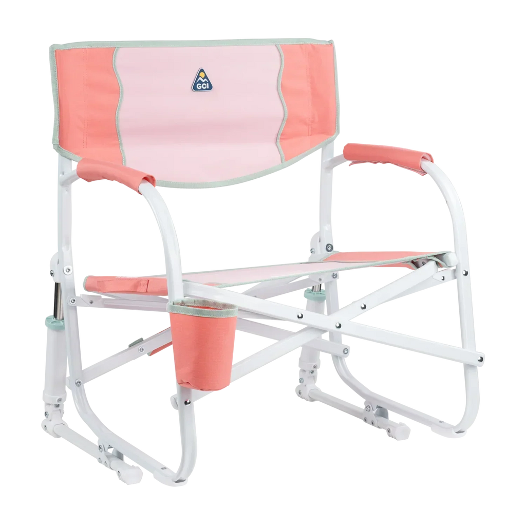 Luxury Camp Grab & Go Rocker - Choice 551 - Heavy-Duty Kickback Rocker with Beverage Holder - Coral