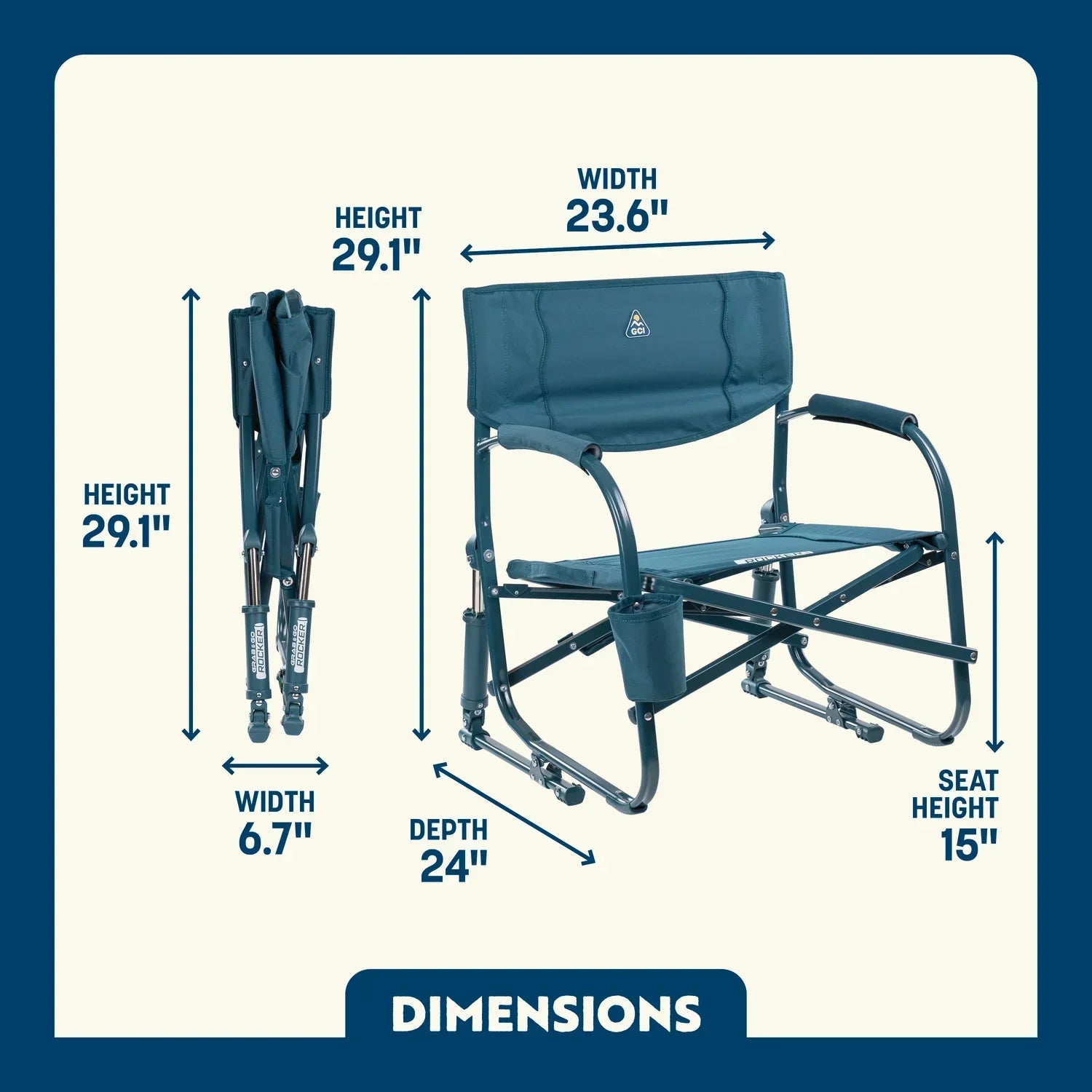 Luxury Camp Grab & Go Rocker - Choice 551 - Heavy-Duty Kickback Rocker with Beverage Holder Detail