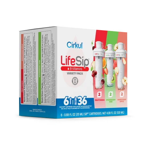 Zero-Calorie LifeSip 6-Pack Variety Pack PN3A - Electrolyte Hydration Enhanced Taste Cartridges Detail