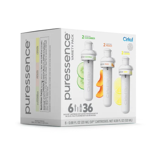 Sugar-Free Puressence 6-Pack Variety Pack 3T3F - Vitamin-Infused Natural Refreshing Flavor Core Detail