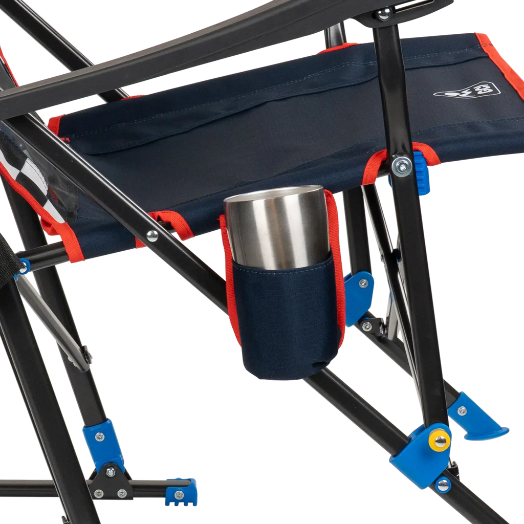 Luxury Camp RoadTrip Rocker - NASCAR For Him - Choice 453 - Heavy-Duty Kickback Rocker with Beverage Holder Detail