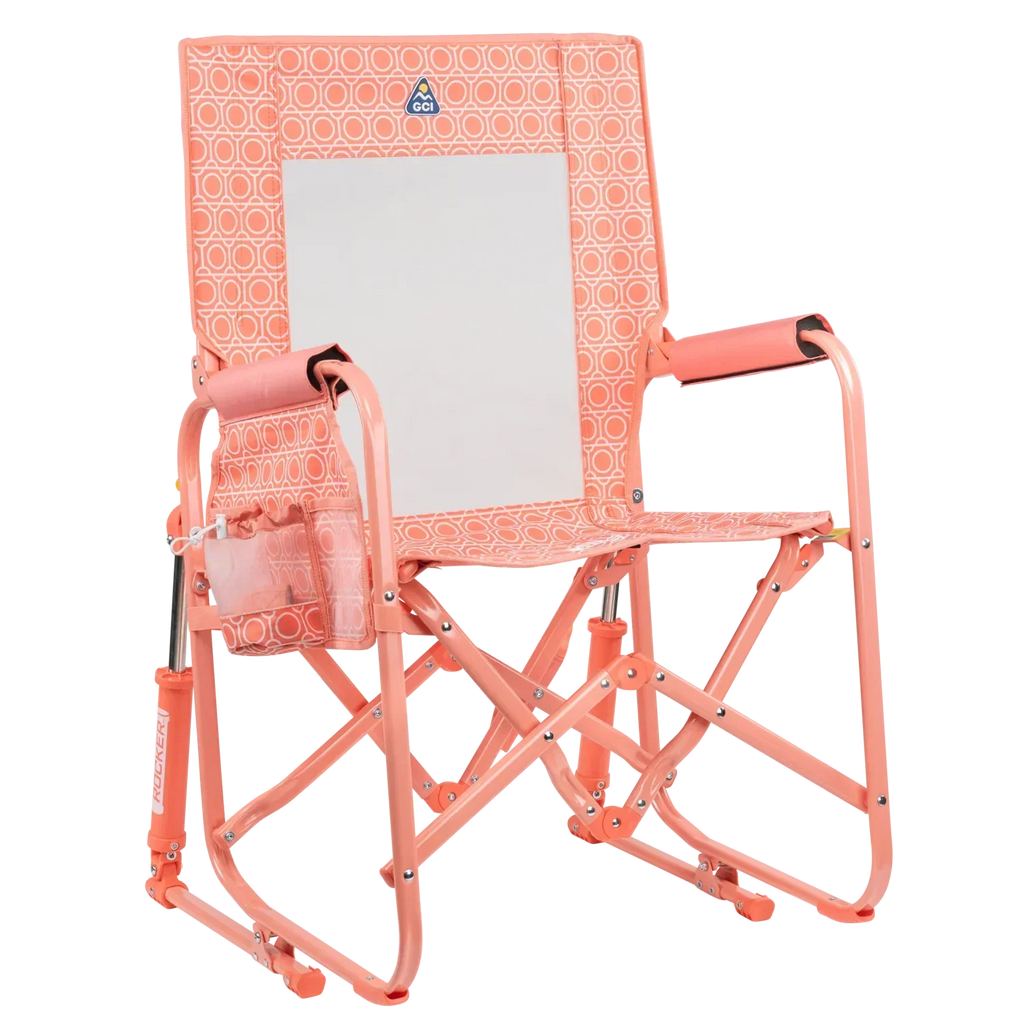 Smooth Motion Stowaway Rocker - Choice 794 - Heavy-Duty Kickback Rocker with Beverage Holder - Coral Mosaic