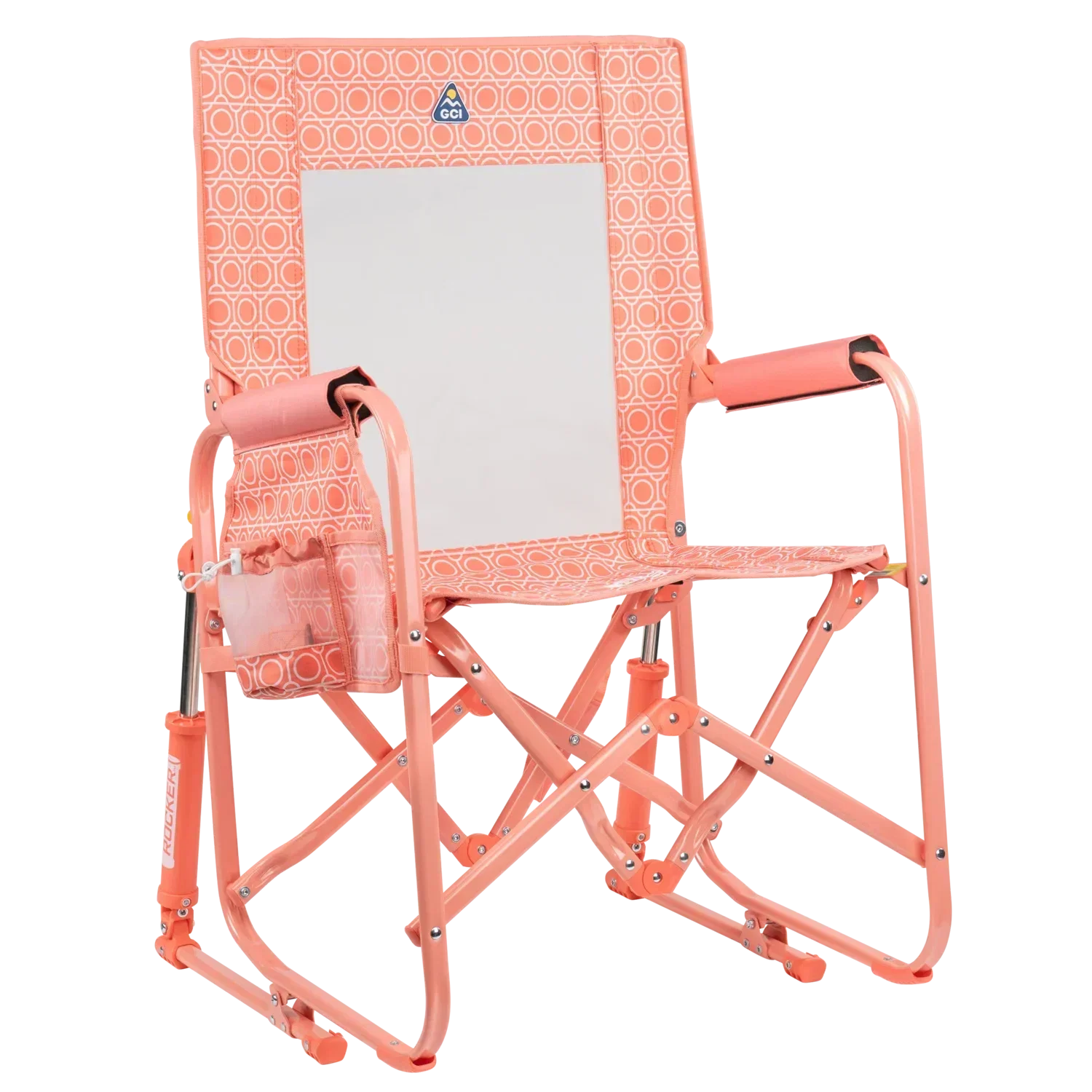 Smooth Motion Stowaway Rocker - Choice 794 - Heavy-Duty Kickback Rocker with Beverage Holder - Coral Mosaic