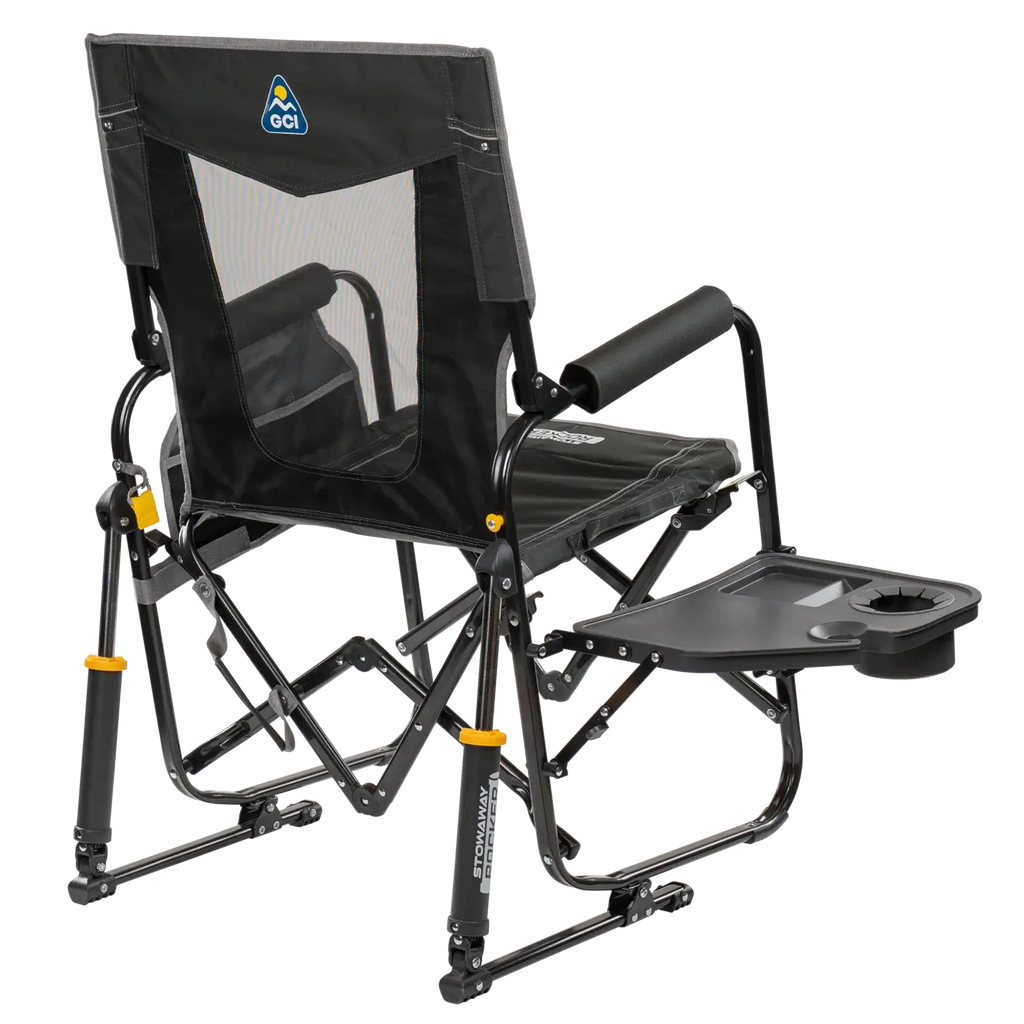 Premium All-Weather Stowaway Rocker with Side Table - Choice 253 - Patented Spring-Action Rocking Chair for Camping Detail
