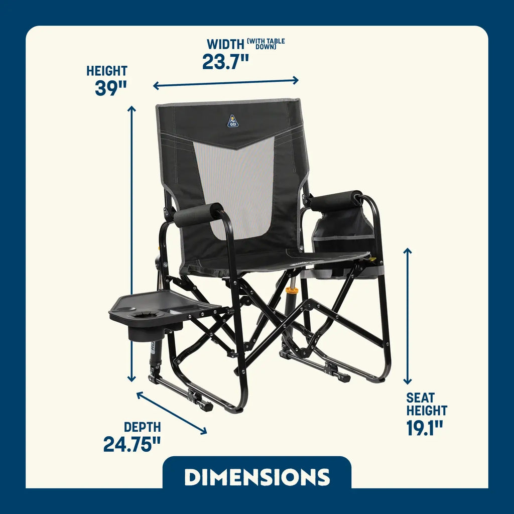 Premium All-Weather Stowaway Rocker with Side Table - Choice 253 - Patented Spring-Action Rocking Chair for Camping Detail
