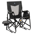 Premium All-Weather Stowaway Rocker with Side Table - Choice 253 - Patented Spring-Action Rocking Chair for Camping - Dark Charcoal