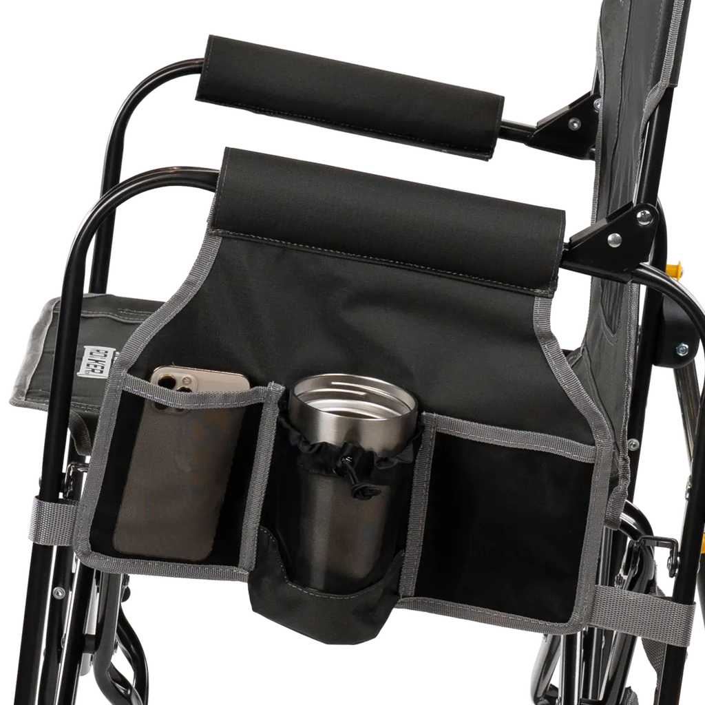 Premium All-Weather Stowaway Rocker with Side Table - Choice 253 - Patented Spring-Action Rocking Chair for Camping Detail