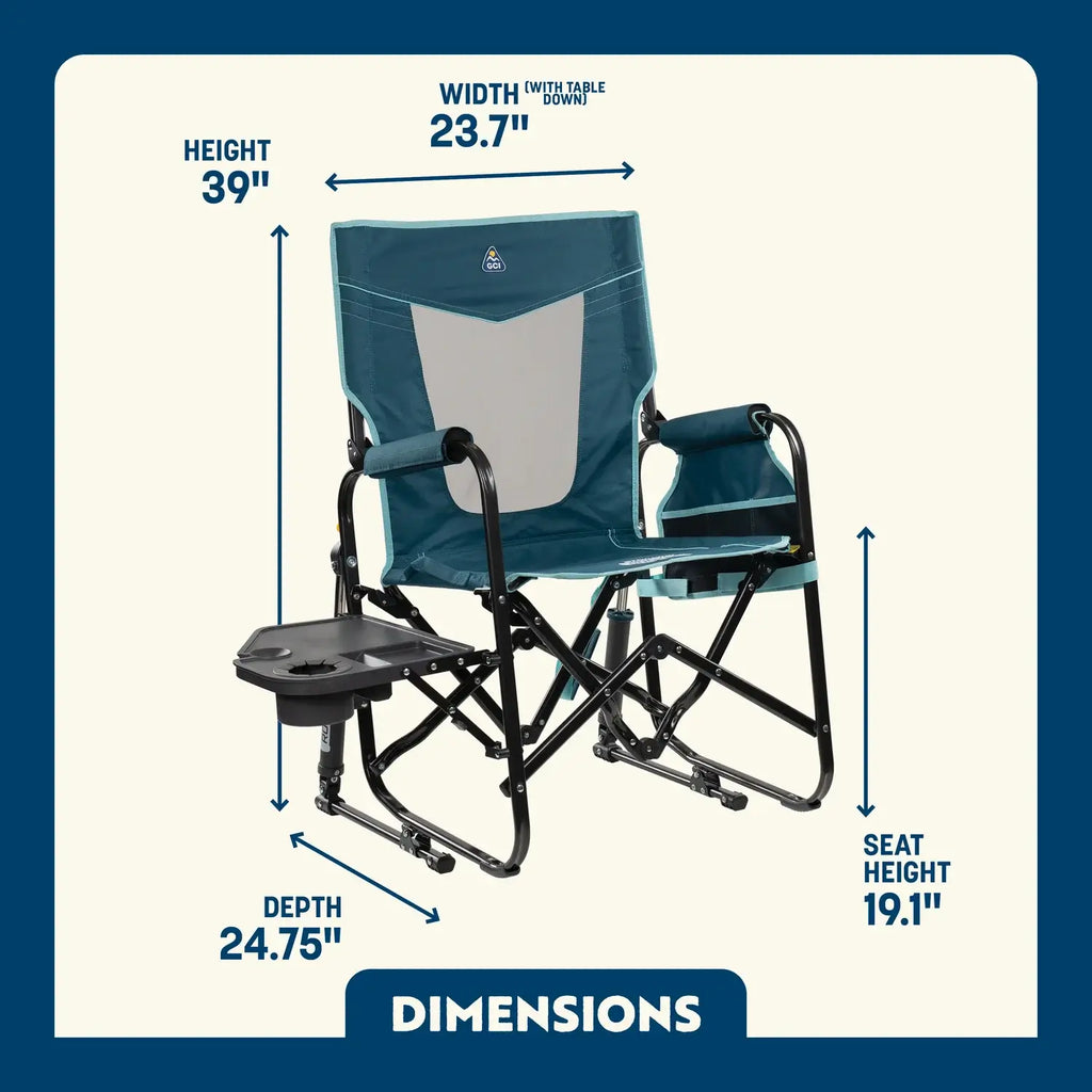 Premium All-Weather Stowaway Rocker with Side Table - Choice 253 - Patented Spring-Action Rocking Chair for Camping Detail