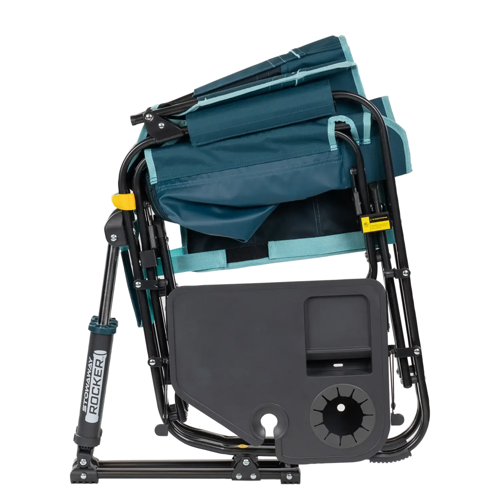 Premium All-Weather Stowaway Rocker with Side Table - Choice 253 - Patented Spring-Action Rocking Chair for Camping Detail