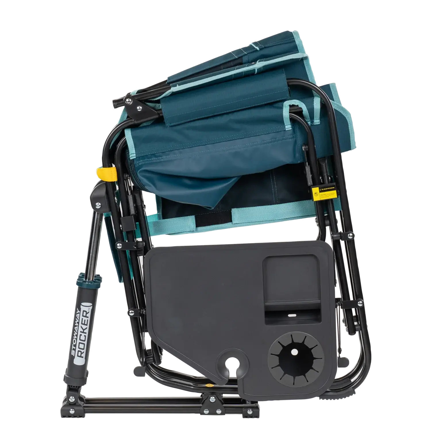 Premium All-Weather Stowaway Rocker with Side Table - Choice 253 - Patented Spring-Action Rocking Chair for Camping Detail