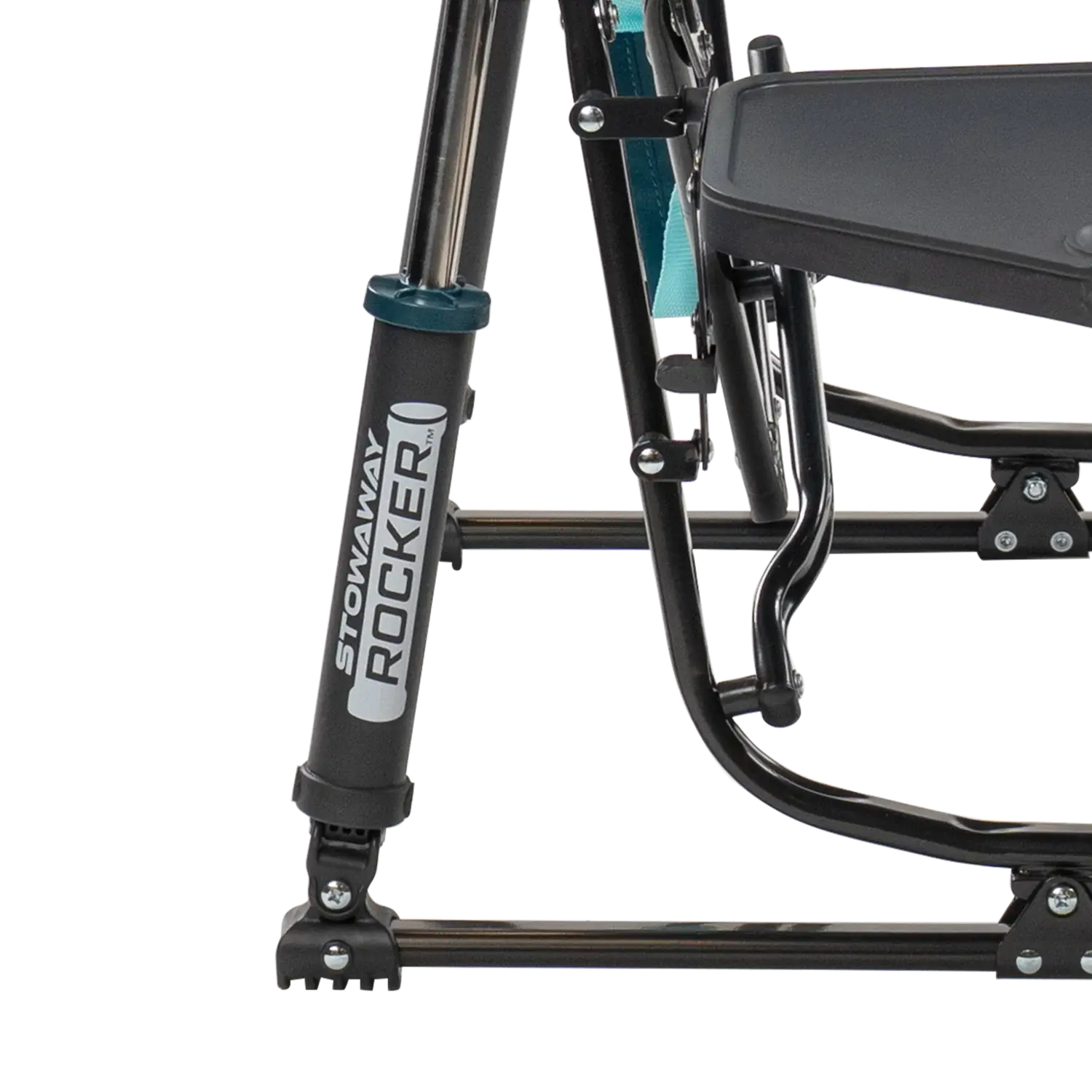 Premium All-Weather Stowaway Rocker with Side Table - Choice 253 - Patented Spring-Action Rocking Chair for Camping Detail