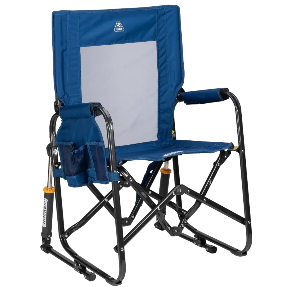 Smooth Motion Stowaway Rocker - Choice 794 - Heavy-Duty Kickback Rocker with Beverage Holder - Soft Navy