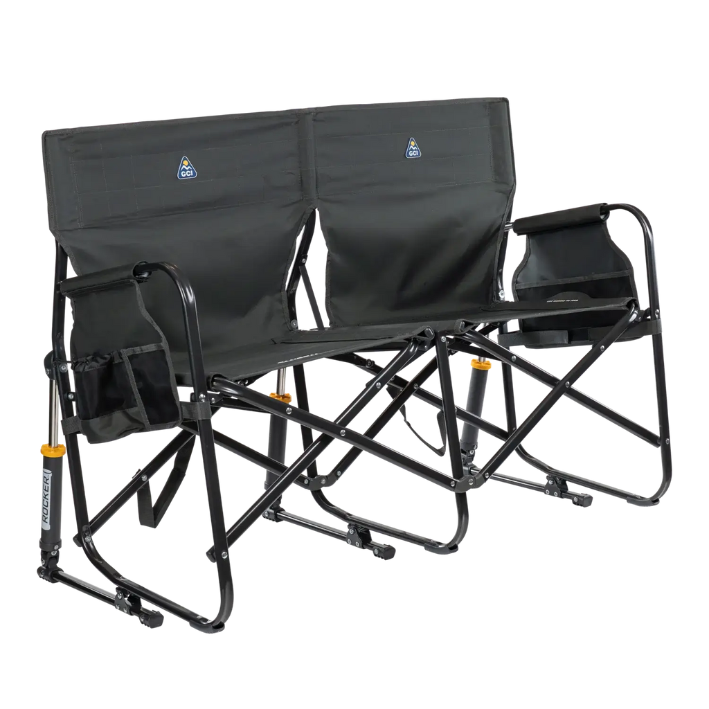 Patented Spring-Action Tandem Rocker - Choice 227 - Patented Spring-Action Rocking Chair for Camping - Dark Charcoal