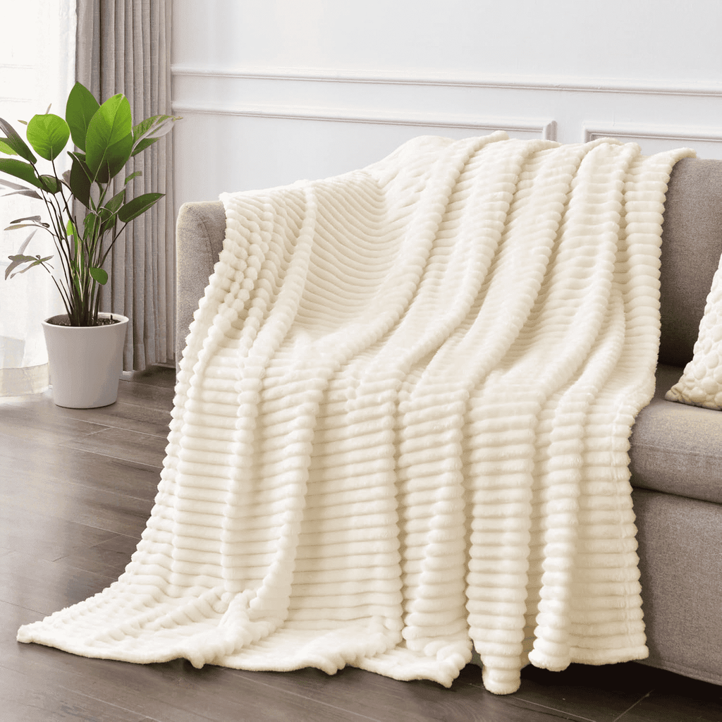 Lightweight Warm Throw Size Blanket, Extra Soft Lightweight Bed Blanket with Strip , Plush Fuzzy Cozy Throws for Couch, Bed, Sofa Cozy... - Super Soft Reversible Sherpa Flannel Blanket - Default Title