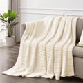 Lightweight Warm Throw Size Blanket, Extra Soft Lightweight Bed Blanket with Strip , Plush Fuzzy Cozy Throws for Couch, Bed, Sofa Cozy... - Super Soft Reversible Sherpa Flannel Blanket - Default Title