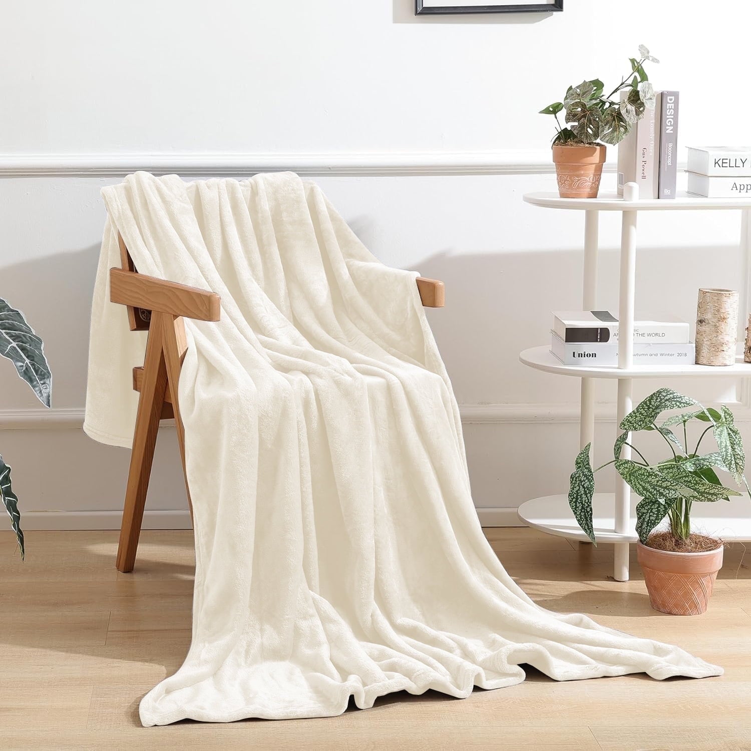 Reversible Sherpa Throw Blanket for Couch, Ultra Soft Cream White Throws for Travel Camping Sofa Bed, Lightweight Cozy Bed Blanket for ... - Super Soft Reversible Sherpa Flannel Blanket - Default Title